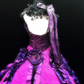 Purple strapless, fitted waist, full skirt, long ball gown R8691