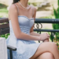 Blue halter top waist A-line long skirt short skirt homecoming dress R4568