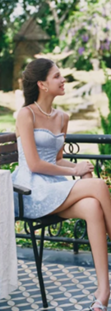 Blue halter top waist A-line long skirt short skirt homecoming dress R4568