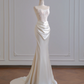 White strapless, fitted waist, bodycon long sexy ball gown/bridal dress R8182