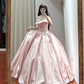 Light pink strapless fitted waist slim-fitting ball gown/bridal dress R8631