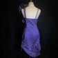 Dark purple suspender asymmetrical three-dimensional flower satin waist slim skirt homecoming dress R4976