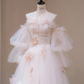 White Strapless One Shoulder Waist Floral Slim Fit A-Line Long Dress Bridal Gown R5714