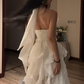 White halter neck, fitted waist, long, elegant ball gown R8071