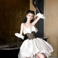 White satin tube top waist black lace sexy high-end elegant skirt short skirt homecoming dress R4205