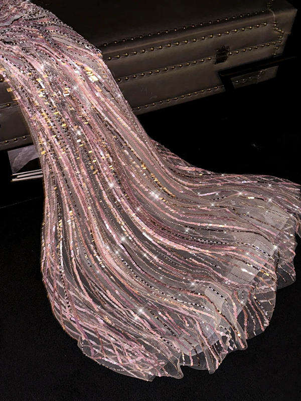 Light pink sequined strapless fitted long ball gown/bridal dress R8814