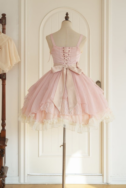 Chiffon Tiered Dreamy Women's Homecoming Dress Pink Corset Short Prom Dress Birthday Dress RS2432
