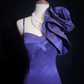Dark purple suspender asymmetrical three-dimensional flower satin waist slim skirt homecoming dress R4976