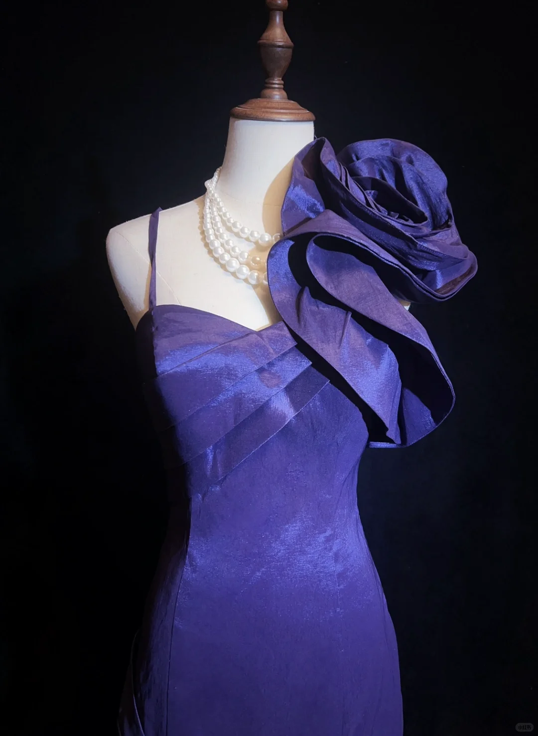 Dark purple suspender asymmetrical three-dimensional flower satin waist slim skirt homecoming dress R4976