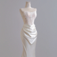 White strapless, fitted waist, bodycon long sexy ball gown/bridal dress R8182