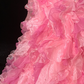 Pink strapless, fitted waist, full skirt, long ball gown R8695