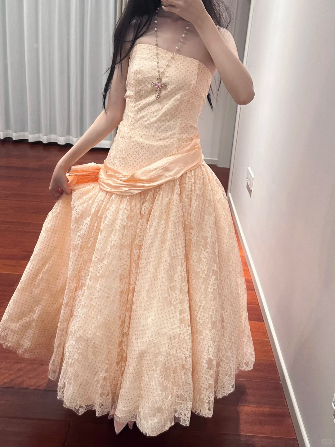 Light pink strapless fitted long ball gown, bridal dress R8844