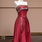 Red strapless fitted waist straight skirt suit, ball gown, bridal gown R8326