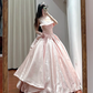 Light pink strapless fitted waist slim-fitting ball gown/bridal dress R8631