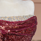 Red sequined strapless fitted waist bodycon long ball gown/bridal dress R8298