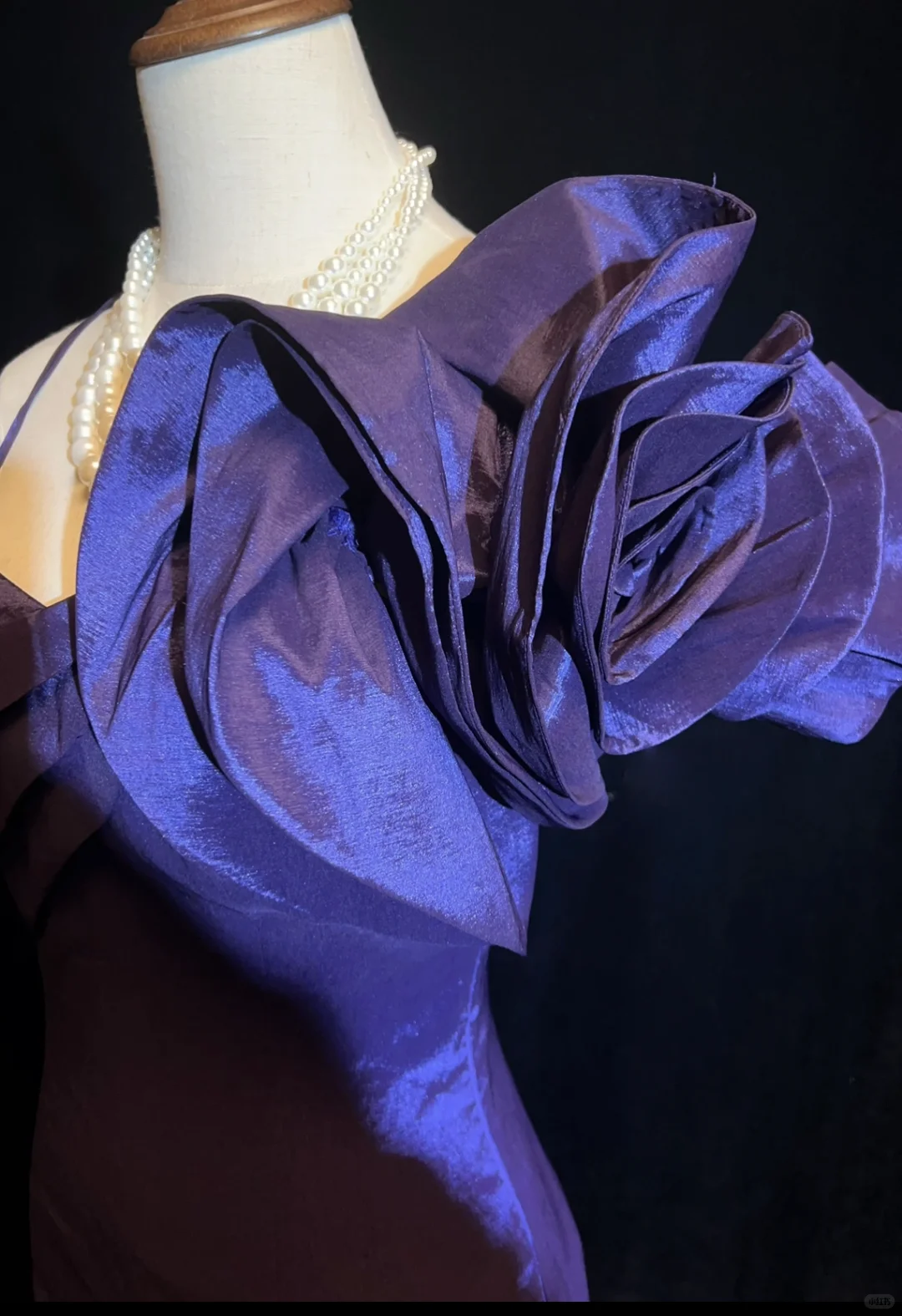 Dark purple suspender asymmetrical three-dimensional flower satin waist slim skirt homecoming dress R4976