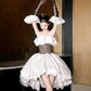 White satin tube top waist black lace sexy high-end elegant skirt short skirt homecoming dress R4205