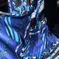 Blue halter neckline, sophisticated, fitted waist, elegant long ball gown R6947