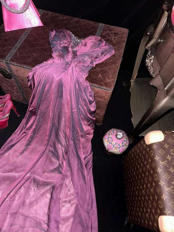 Light purple strapless fitted waist sexy long ball gown R7026