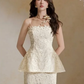 Apricot suspender A-line ruffle design top hip sexy long skirt suit homecoming dress R4854