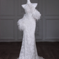 White halterneck lace waist slim long dress bridal gown R5831