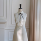 White lace neckline design slim waist A-line short skirt homecoming dress R5017