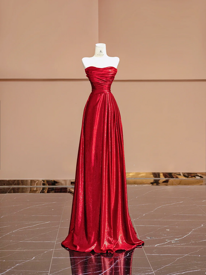 Red strapless, fitted waist, elegant long ball gown/bridal dress R8388