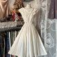 Apricot sleeveless fitted waist elegant short dress, ball gown R6388