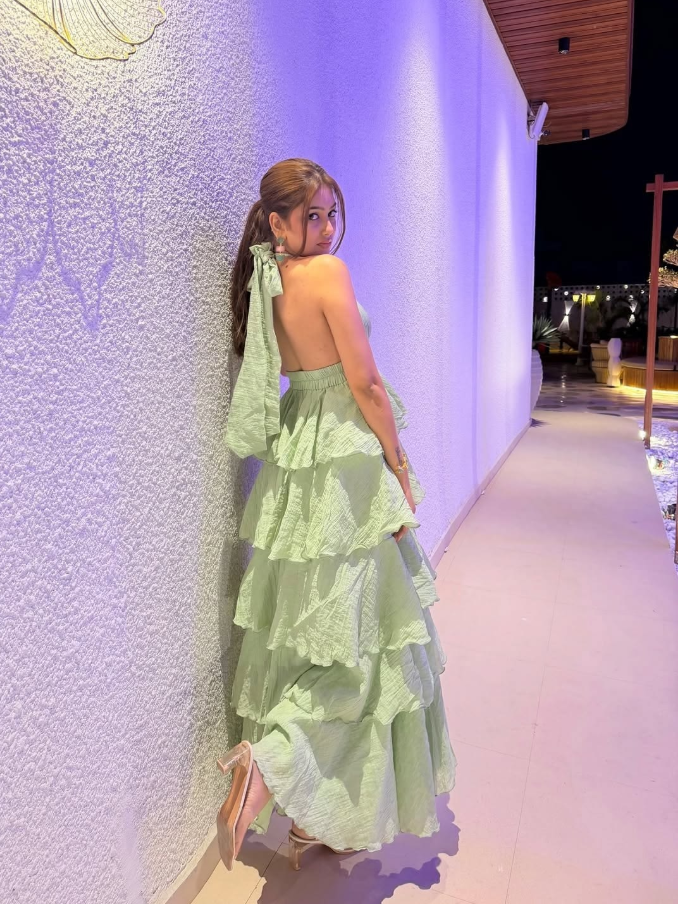 Fresh Chiffon Ruffled Prom Gown , Soft Green Women's Maxi Evening Dress Casual Dress RS2701