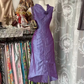 Purple sleeveless fitted waist sexy ball gown R7507