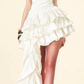 Apricot tube top waist slim fit A-line cake skirt short skirt homecoming dress R4446