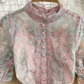 Light luxury heavy work stand collar embroidered lace waist slimming A-line dress long dress R0397