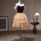 Elegant Contrast Homecoming Dress , Beading Tulle Frilled Corset Mini Evening Dress RS1451