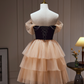 Elegant Contrast Homecoming Dress , Beading Tulle Frilled Corset Mini Evening Dress RS1451