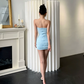 Fresh Pale Blue Sheath Halter Bodycon Mini Summer Dress Homecoming Dress RS328