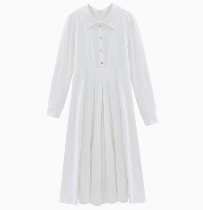 French gentle style white dress spring white moonlight interview dress R1904