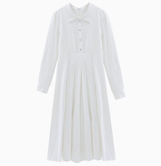 French gentle style white dress spring white moonlight interview dress R1904