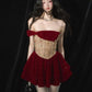 Red one-shoulder tube top sexy waist sequined mini skirt homecoming dress R3544