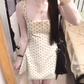 Gentle temperament polka dot suspender dress beautiful waist dress puffy skirt R0638