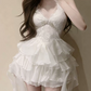 Sweet Black/White Beaded A-Line Spaghetti Straps Organza Bodycon Mini Birthday Dress Homecoming Dress RS332