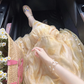Tea break French gentle style platycodon yellow sling dress temperament slim long skirt R1642