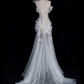 Elegant Pale Blue Mermaid Spaghetti Straps Embroidery Bodycon Maxi Quinceanera Dress Evening Dress RS336