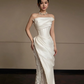 French Chic Ivory Mermaid Strapless with Lace Maxi Wedding Dress RS335