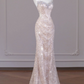 Elegant Blush Pink Mermaid Sweetheart Sequin Tulle Bodycon Maxi Quinceanera Dress Evening Dress RS337