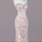 Elegant Blush Pink Mermaid Sweetheart Sequin Tulle Bodycon Maxi Quinceanera Dress Evening Dress RS337