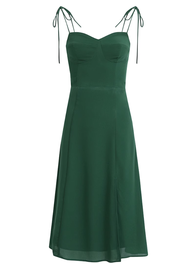 2025 Summer New Retro Temperament Sexy Green Holiday Seaside Suspender Dress R0952