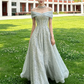 French Chic Mint Green A-Line Bateau Sequin Corset Maxi Quinceanera Dress Evening Dress RS338