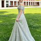 French Chic Mint Green A-Line Bateau Sequin Corset Maxi Quinceanera Dress Evening Dress RS338