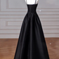 Minimalist Black A-Line Spaghetti Straps Corset Maxi Evening Dress RS339