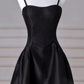 Minimalist Black A-Line Spaghetti Straps Corset Maxi Evening Dress RS339